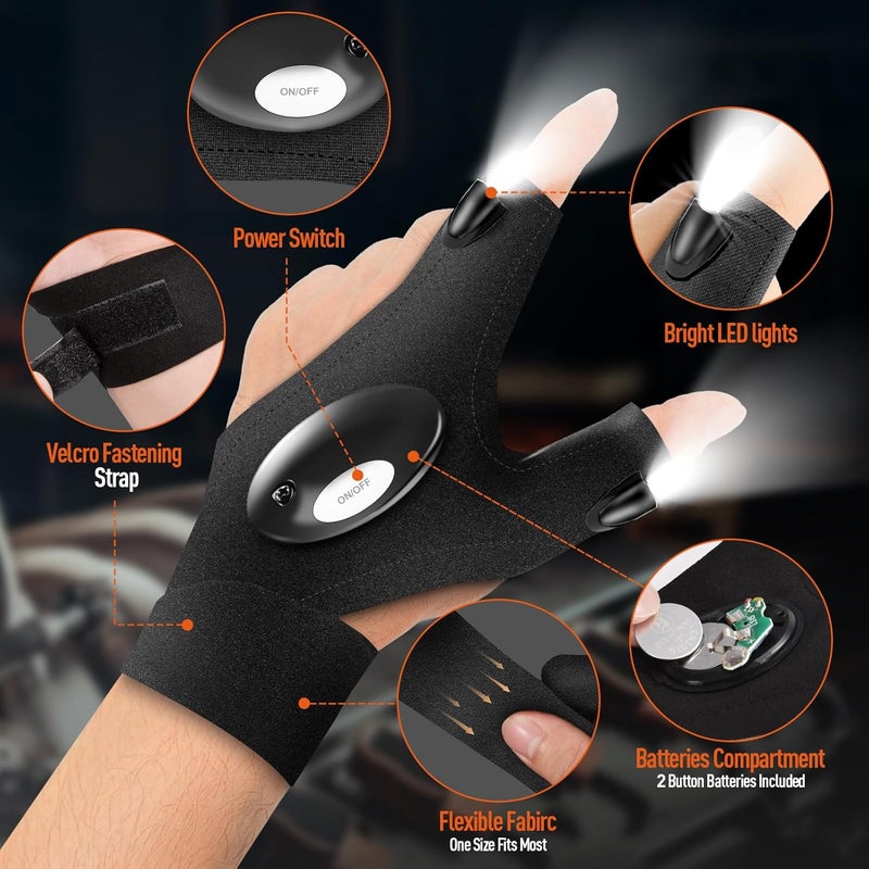 BIIB LED Flashlight Gloves, Valentines Day Gifts for Him Men, Mens Valentines Gifts for Dad, Him, Husband, Boyfriend, Birthday Gift for Men, Unique Dad Gift Cool Gadgets Stuff - Image 2